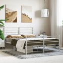 VidaXL Metalowa rama łóżka z wezgłowiem i zanóżkiem, biała, 140x200 cm