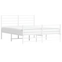 VidaXL Metalowa rama łóżka z wezgłowiem i zanóżkiem, biała, 140x200 cm