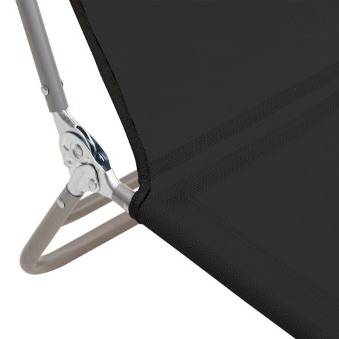 Lumarko! Składane leżaki, 2 szt., czarne, Textilene i stal