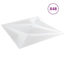 VidaXL Panele ścienne, 48 szt., białe, 50x50 cm, EPS, 12 m², gwiazda