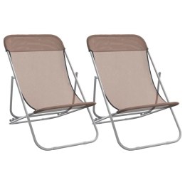 Składane krzesła plażowe, 2 szt., brązowe, Textilene i stal Lumarko!