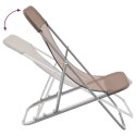 VidaXL Składane krzesła plażowe, 2 szt., brązowe, Textilene i stal