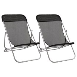 Składane krzesła plażowe, 2 szt., czarne, Textilene i stal Lumarko!