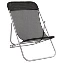 VidaXL Składane krzesła plażowe, 2 szt., czarne, Textilene i stal