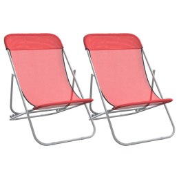 Składane krzesła plażowe, 2 szt., czerwone, Textilene i stal Lumarko!