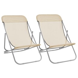 VidaXL Składane krzesła plażowe, 2 szt., kremowe, Textilene i stal