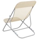VidaXL Składane krzesła plażowe, 2 szt., kremowe, Textilene i stal