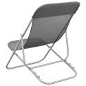VidaXL Składane krzesła plażowe, 2 szt., szare, Textilene i stal