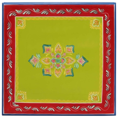 VidaXL Stolik kawowy, zielony, ręcznie malowany, lite drewno mango