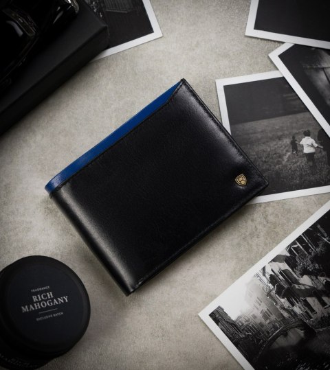 Portfel męski skórzany N992-RVT Black+Navy Lumarko!