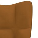 Fotel bujany z podnóżkiem, brązowy, obity aksamitem Lumarko!