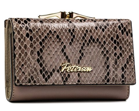 Skórzany portfel damski z wężowym wzorem — Peterson Lumarko!