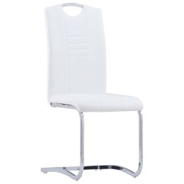 VidaXL Krzesła stołowe, wspornikowe, 2 szt., białe, sztuczna skóra