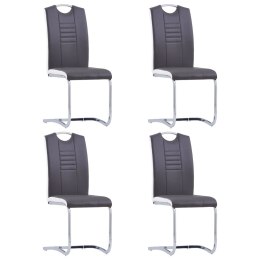 Krzesła stołowe, wspornikowe, 4 szt., szare, sztuczna skóra Lumarko!