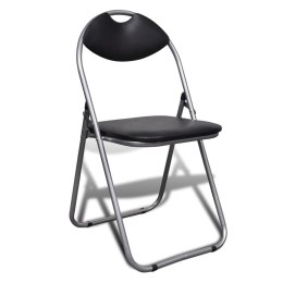 VidaXL Składane krzesła stołowe, 6 szt., czarne, sztuczna skóra i stal