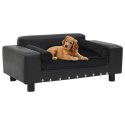 VidaXL Sofa dla psa, czarna, 81x43x31 cm, plusz i sztuczna skóra