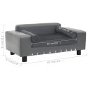 VidaXL Sofa dla psa, szara, 81x43x31 cm, plusz i sztuczna skóra