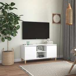 Szafka TV z drewnianymi nóżkami, biała, 103,5x35x50 cm Lumarko!