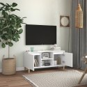 Szafka TV z drewnianymi nóżkami, biała, 103,5x35x50 cm Lumarko!
