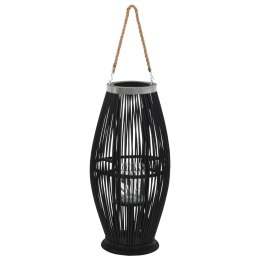 Wiszący lampion na świece, bambusowy, czarny, 60 cm Lumarko!