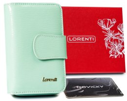 Skórzany, lakierowany portfel damski na zapinkę z zatrzaskiem — Lorenti Lumarko!