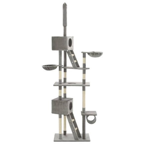 VidaXL Drapak dla kota z sizalowymi słupkami, 230-260 cm, szary