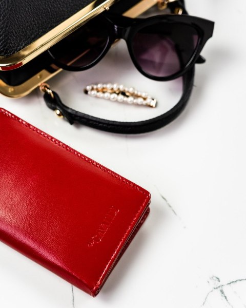 Skórzany portfel damski z dużą sekcją na karty płatnicze — Cavaldi Lumarko!