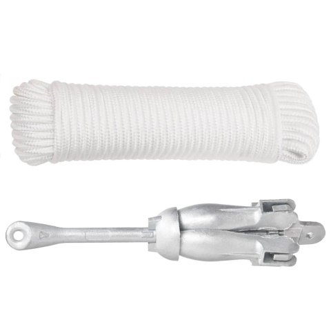 Składana kotwica z liną, srebrna, 6 kg, żeliwo ciągliwe Lumarko!