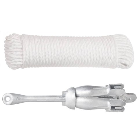 Składana kotwica z liną, srebrna, 8 kg, żeliwo ciągliwe Lumarko!