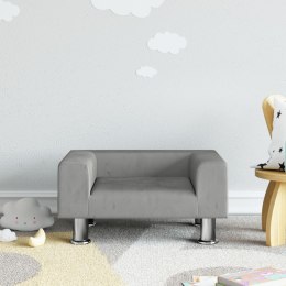 Sofa dla dzieci, jasnoszara, 50x40x26,5 cm, aksamitna Lumarko!