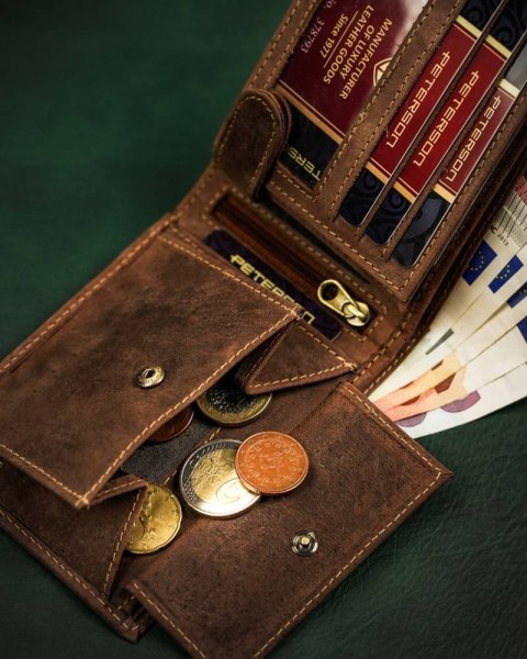 Skórzany portfel męski z patriotycznym wzorem — Peterson Lumarko!