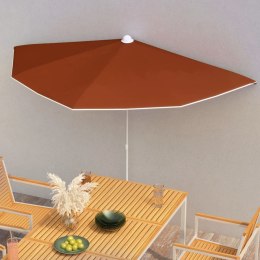 VidaXL Półokrągły parasol ogrodowy na słupku, 180x90 cm, terakota