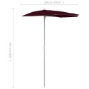 VidaXL Półokrągły parasol ogrodowy na słupku, 180x90 cm, bordowy