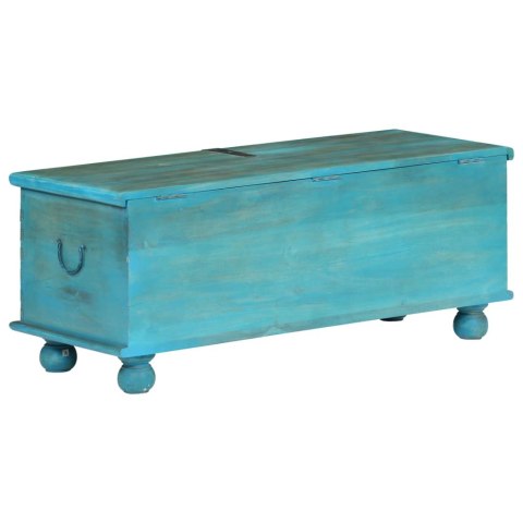 Skrzynia z litego drewna mango, niebieska, 100 x 40 x 41 cm Lumarko!