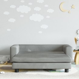 VidaXL Sofa dziecięca z podnóżkiem, jasnoszara, 100x50x30 cm, aksamit