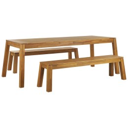 Zestaw ogrodowy akacjowy stół i ławki jasne drewno LIVORNO Lumarko!
