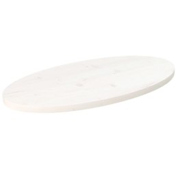 VidaXL Blat stołu, biały, 80x40x2,5 cm, lite drewno sosnowe, owalny