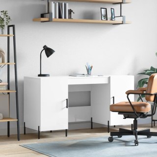 Biurko białe z połyskiem, 140x50x75 cm, materiał drewnopochodny Lumarko!