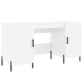 Biurko białe z połyskiem, 140x50x75 cm, materiał drewnopochodny Lumarko!