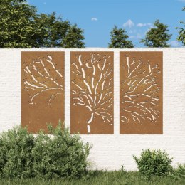 Ogrodowa dekoracja ścienna, 3 cz., 105x55 cm, stal kortenowska Lumarko!