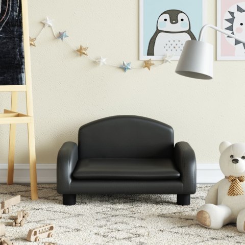 VidaXL Sofa dla dzieci, czarna, 50x40x30 cm, sztuczna skóra