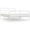 VidaXL Metalowa rama łóżka z wezgłowiem i zanóżkiem, biała, 160x200 cm