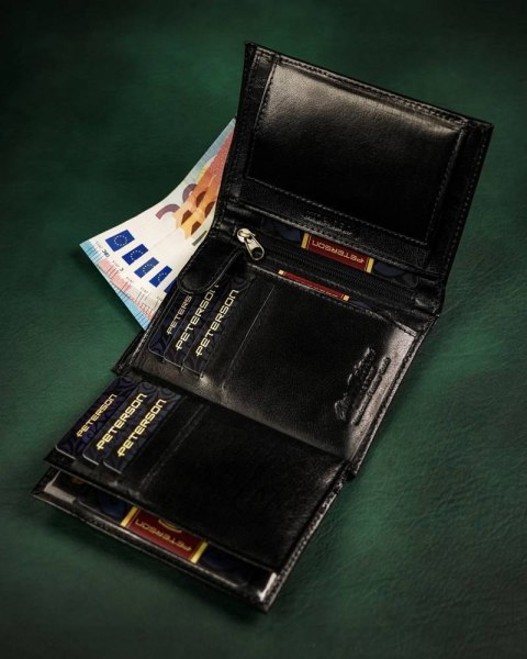 Duży, skórzany portfel męski bez zapięcia zewnętrznego — Peterson Lumarko!