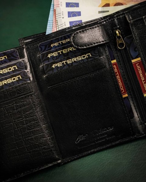 Duży, skórzany portfel męski bez zapięcia zewnętrznego — Peterson Lumarko!