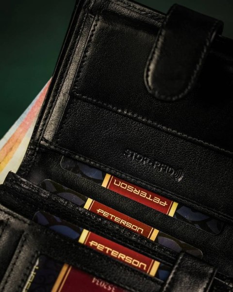 Skórzany portfel męski zapinany na zatrzask — Peterson Lumarko!