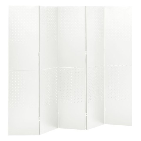 VidaXL Parawan 5-panelowy, biały, 200 x 180 cm, stalowy