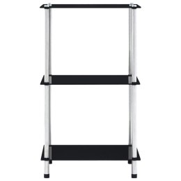 VidaXL 3-poziomowa półka, czarna, 40x40x67 cm, szkło hartowane