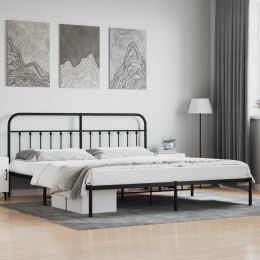 Metalowa rama łóżka z wezgłowiem, czarna, 200x200 cm Lumarko!
