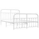 VidaXL Metalowa rama łóżka z wezgłowiem i zanóżkiem, biała, 140x190 cm