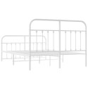 VidaXL Metalowa rama łóżka z wezgłowiem i zanóżkiem, biała, 140x190 cm
